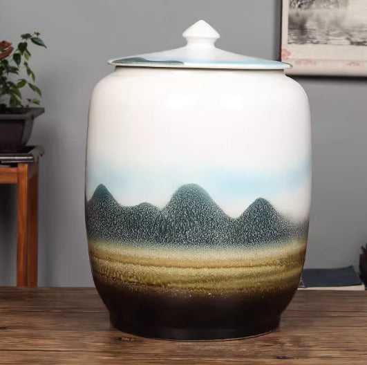 Ceramic Tea Caddy Extra-Large Teapot-Shape Container With Lid, Airtight And Moisture-Proof For Storing Puer And White Tea Cakes