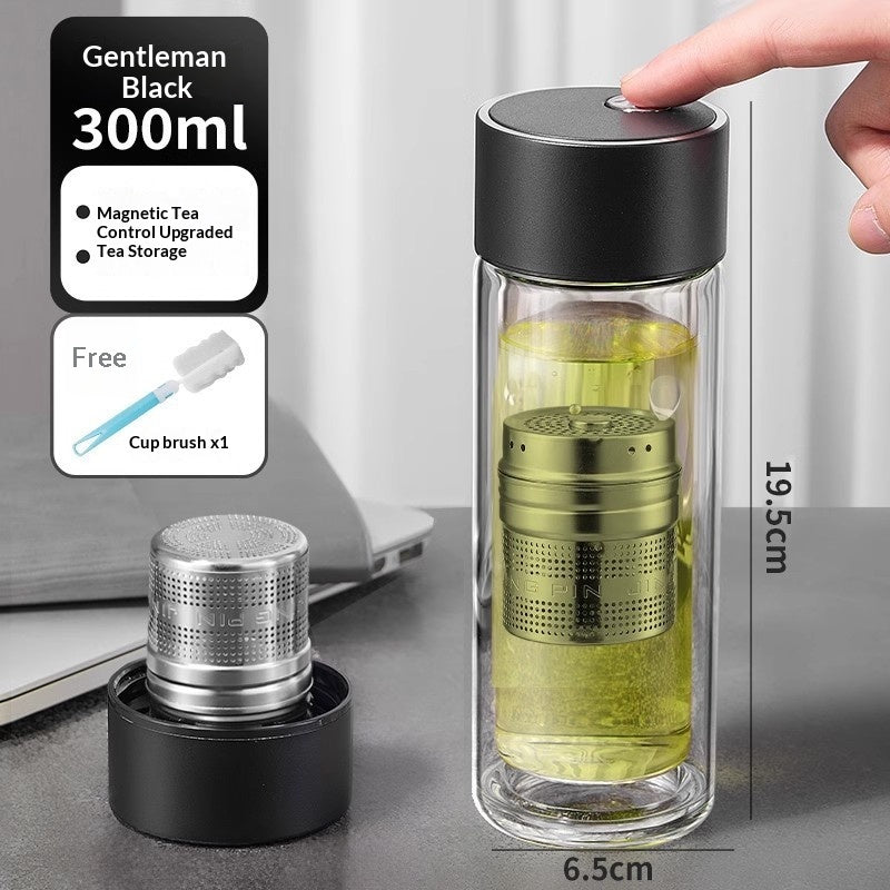 Tea-and-water-separating Magnetic-infuser Heat-resistant Glass Teacup