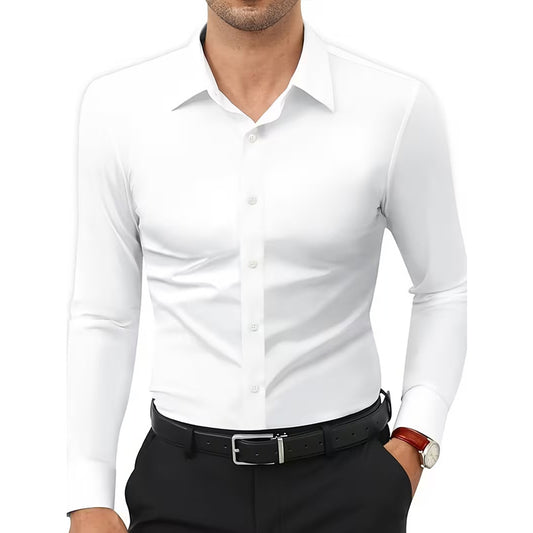 Stretch White Button-Down Mens Plus-Size Shirt Business Best-Selling Amazon Shirt