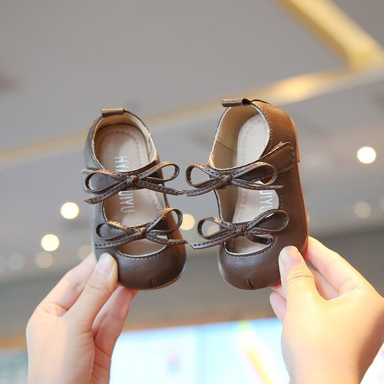 Spring & Autumn Baby Girl Princess Mary Jane Shoes, Bow Decor Soft Sole Non-slip First Walker Shoes For Birthday & Full Year Gift
