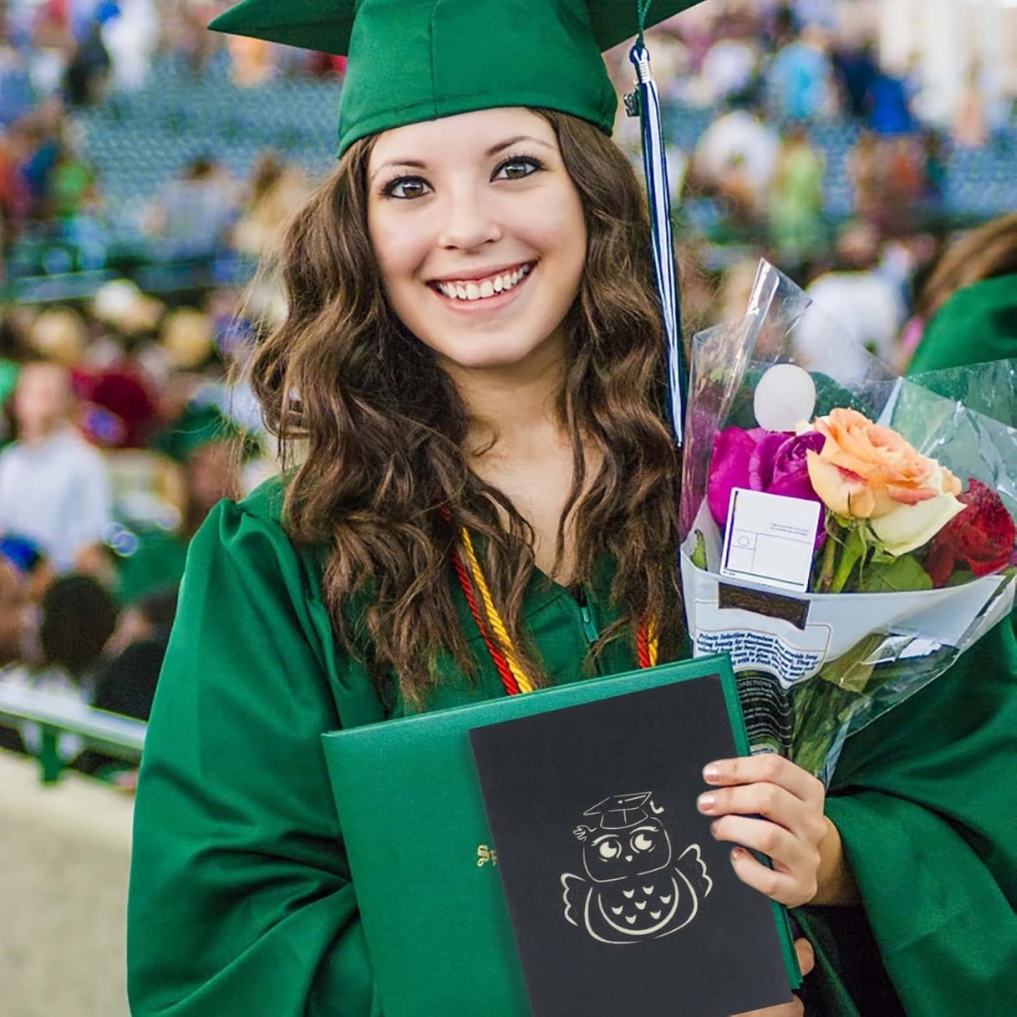 3D Pop-Up Greeting Card With Owl Design—Special Black Card For Graduation Celebrations And Congratulations—Party Supplies Set