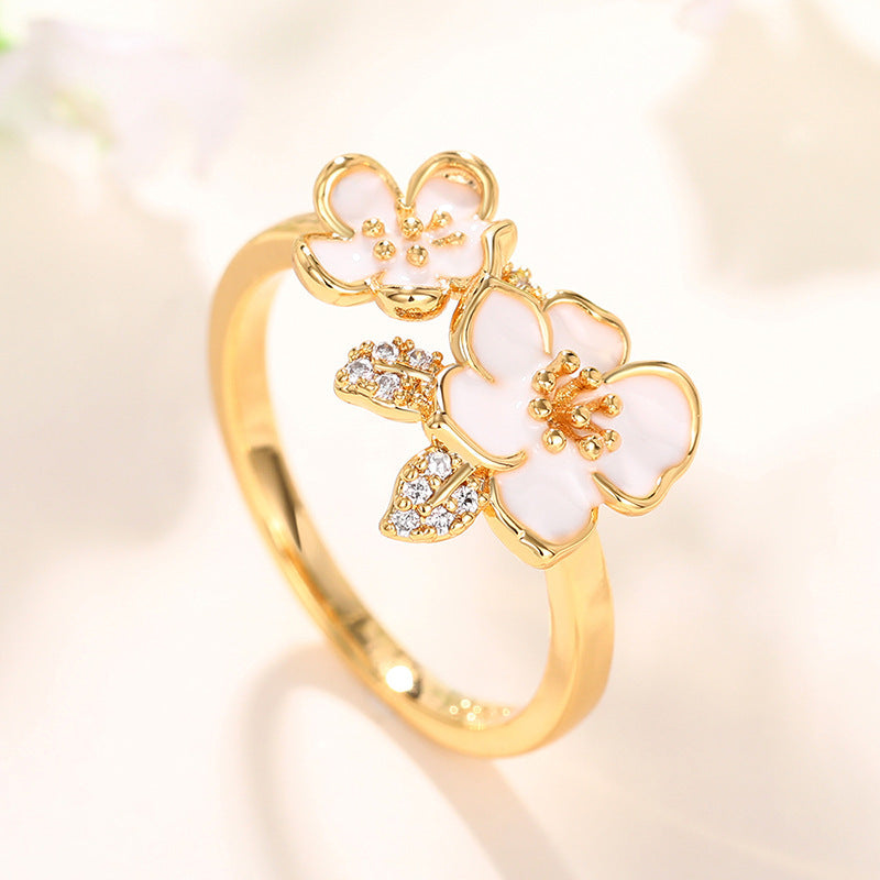 Korean-style Ethereal Camellia Ring For Women