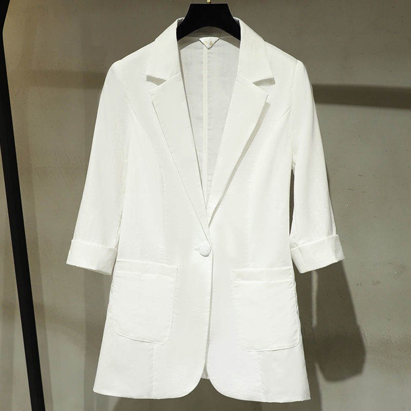 Korean-style Plus-size Three-quarter-sleeve Casual Blazer For Women