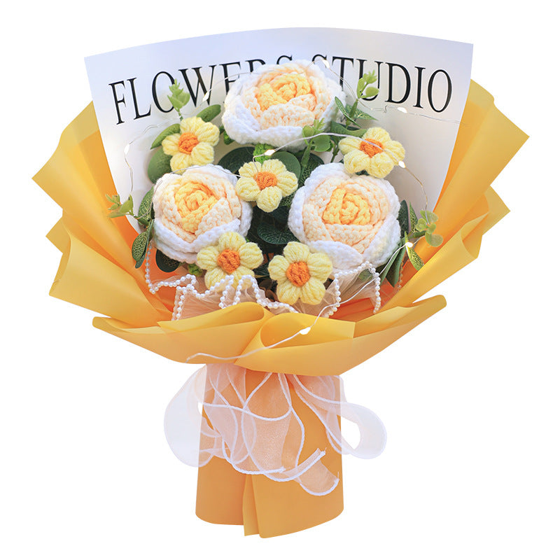 Teachers Day Flower Bouquet Birthday Gift Knitted Artificial Flowers
