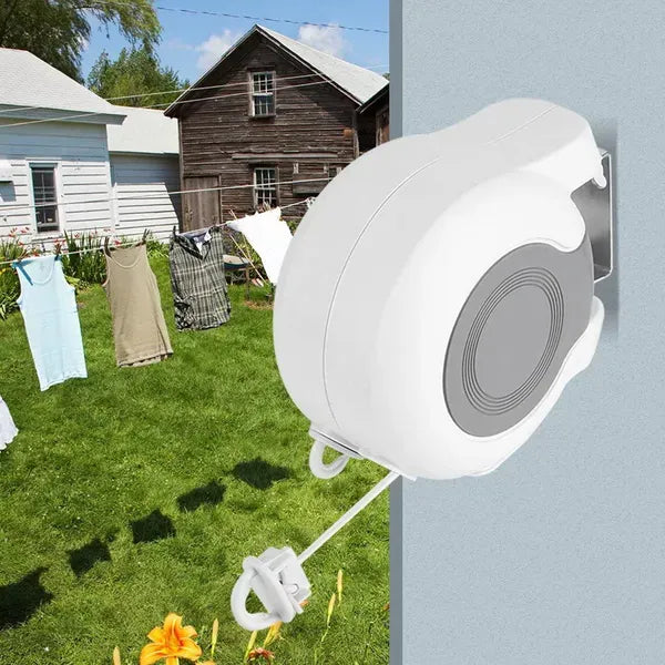 13m Wall Mounted Retractable Double Clothesline, Indoor Outdoor Retracting Laundry Drying Rack