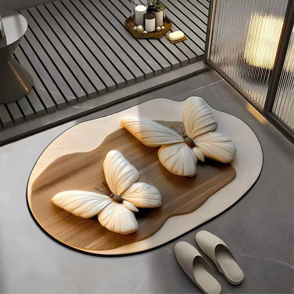 Diatom Ooze Floor Mat 3d Oil Painting Non-slip Absorbent Dirt-resistant Easy To Care