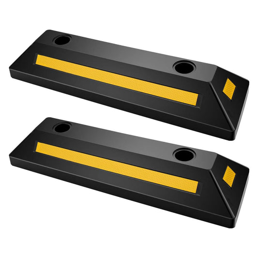 Parking Stopper, 21.6 Inch 2 Pcs Heavy Duty Parking Aid For Garage, Rubber Curb Garage Floor Stopper With Reflective Strips, Aid Gadgets For Cars Vans Trucks Tire Wheel Guide Block Stops Bumpers