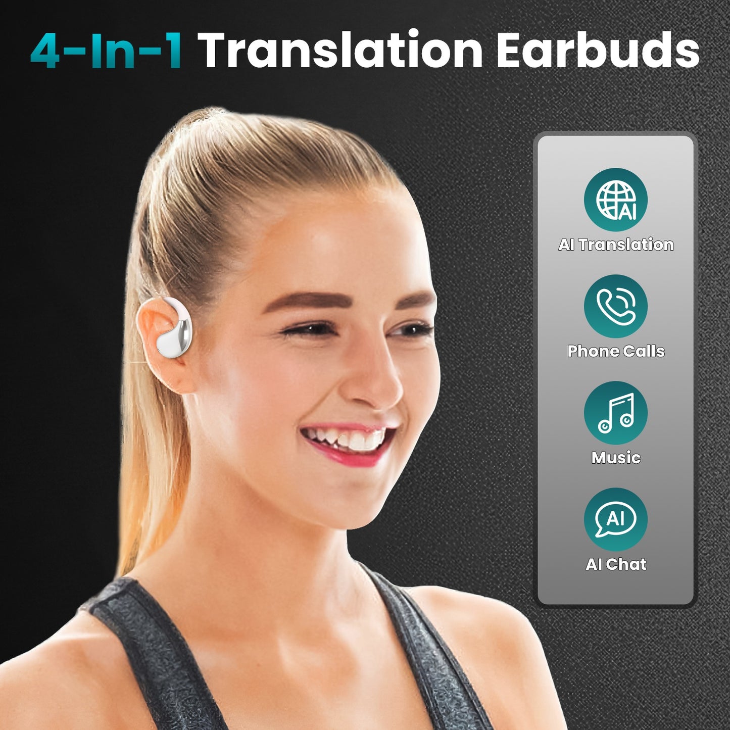 Open-Ear AI Translation Earbuds 165-Language Real-Time AI Headphone Wireless 5.4 Translating Earbuds With Charging Case For Travel Meetings Language Learning