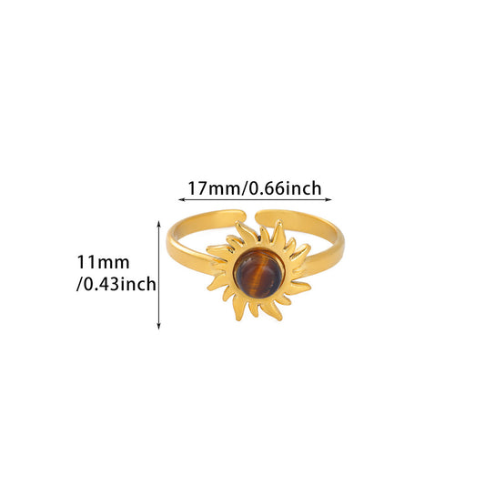 Elegant Temperament Geometric Ring Natural Stone 18K Gold Plated Decor