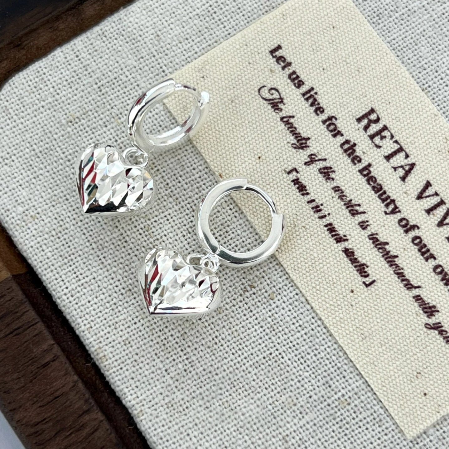 1 Pair 999 Sterling Silver Faceted Sparkly Heart Hoop Earrings, Minimalist & Elegant, Perfect For Daily, Dating & Gifting, Ideal Valentine's Gift
