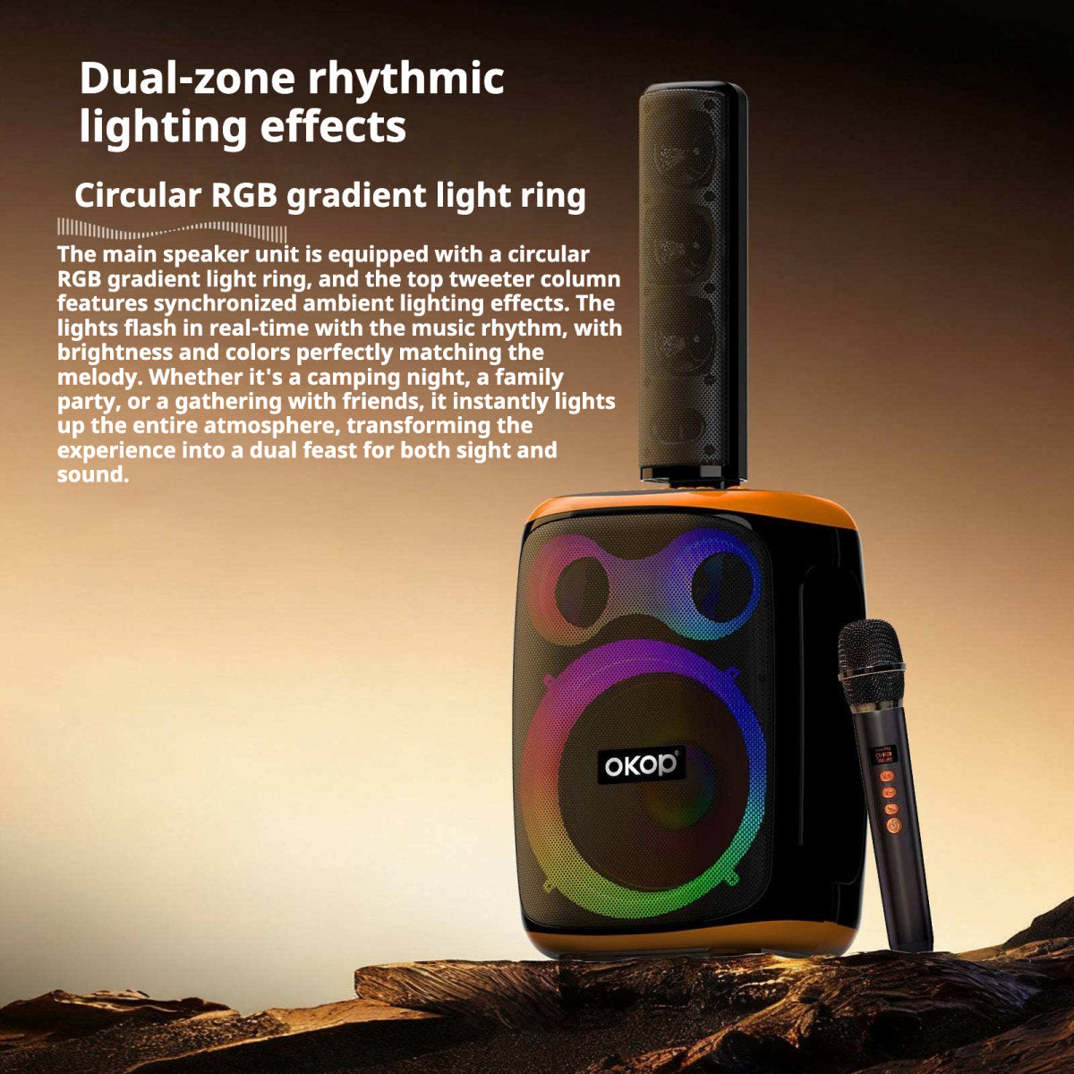 KP-8009 Wireless Bluetooth Speaker 120W High-Power Dual-Microphone Karaoke Portable Outdoor Family Gathering Speaker