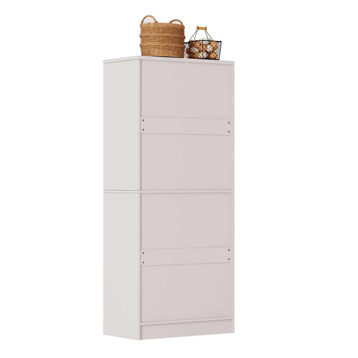Kitchen Pantry Cabinet, Tall Kitchen Cabinet 4-door, Refrigerator-like Pantry Cabinet With Adjustable Shelves, Large Dining Cabinet With Metal Handles & Tilt Protection, 76x42x180cm, Oak Look