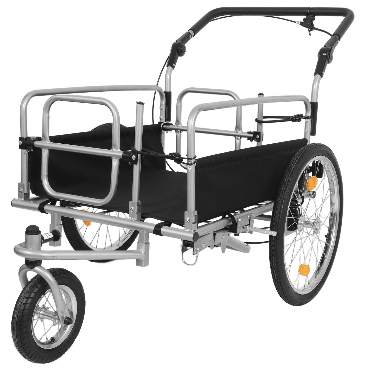3- In- 1 Heavy- Duty Bike Cargo Trailer -  E- Bike Compatible Steel Frame  110lb Capacity  Convertible Stroller & Pull Cart W Suspension  20  Wheels & Accessories