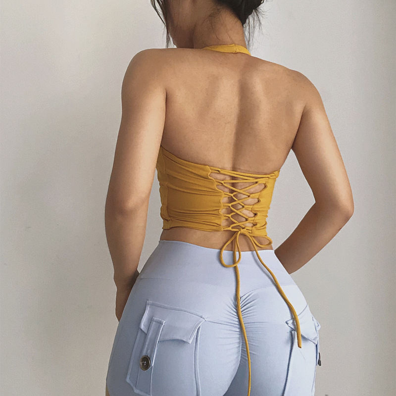 Cross Strap Halter Fashion Beauty Back Yoga Clothes