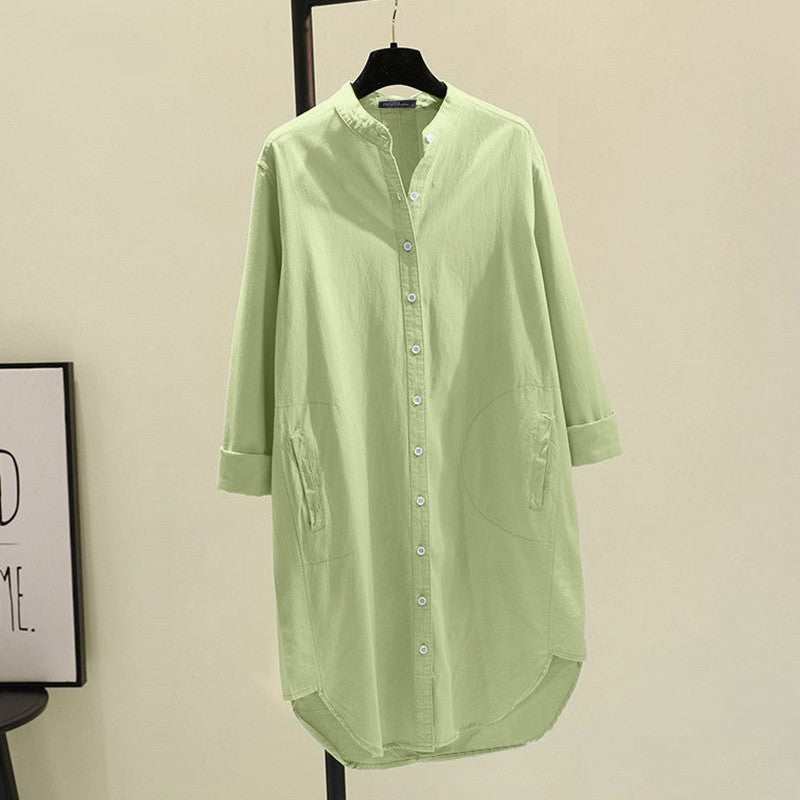 Korean-style Loose-fitting Mid-length Womens Shirt