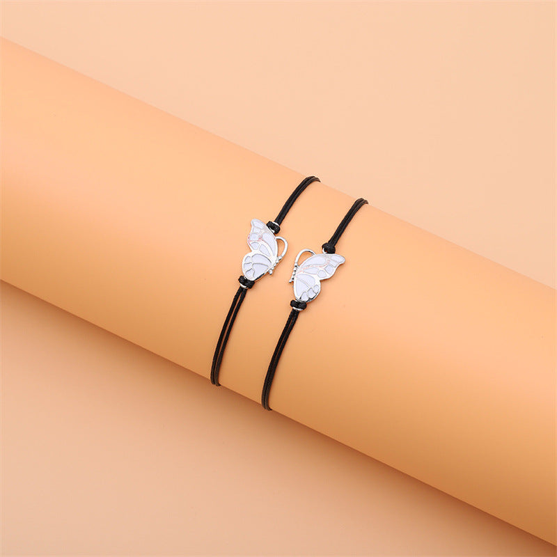 Butterfly Best Friend Wax Rope Braided Card Bracelet