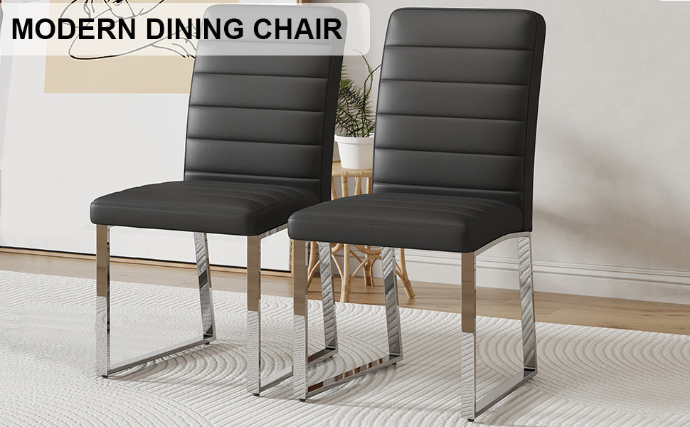 2-Pack - Premium PU Office Dining Chairs With High-density Foam, Sturdy Iron Legs   Electroplate Spray Paint  , Multiple Colors. Easy Assembly.W1151134524