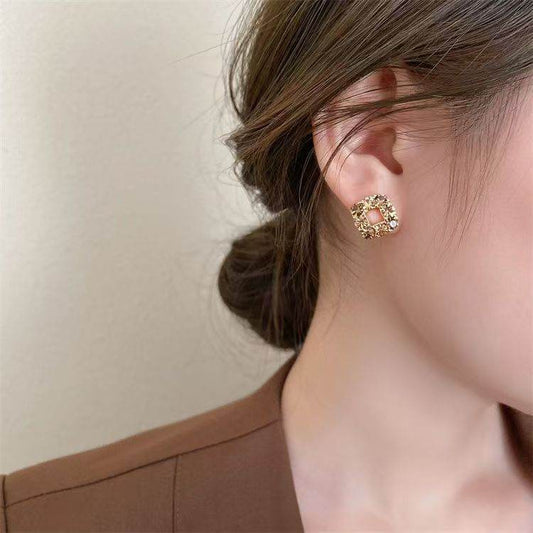 Spring Summer Vintage High-End Tea Color Zircon Earrings, Stylish Maillard Caramel Tone Designer Ear Jewelry