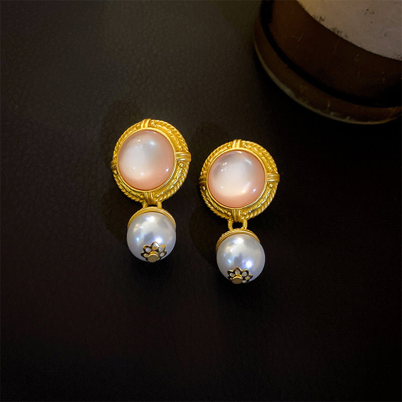 Elegant Vintage Geometric Flower Earrings - Silver Post, Light Luxury Retro Style, Wholesale Premium Ear Jewelry For Women