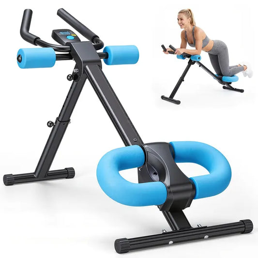 Adjustable Ab Machine For Stomach Workout, Core Workout Equipment For Home Gym, Ab Trainer With 2 Incline & 5 Height Levels, Knee & Elbow Protection, 440LBS, LCD Display, Foldable