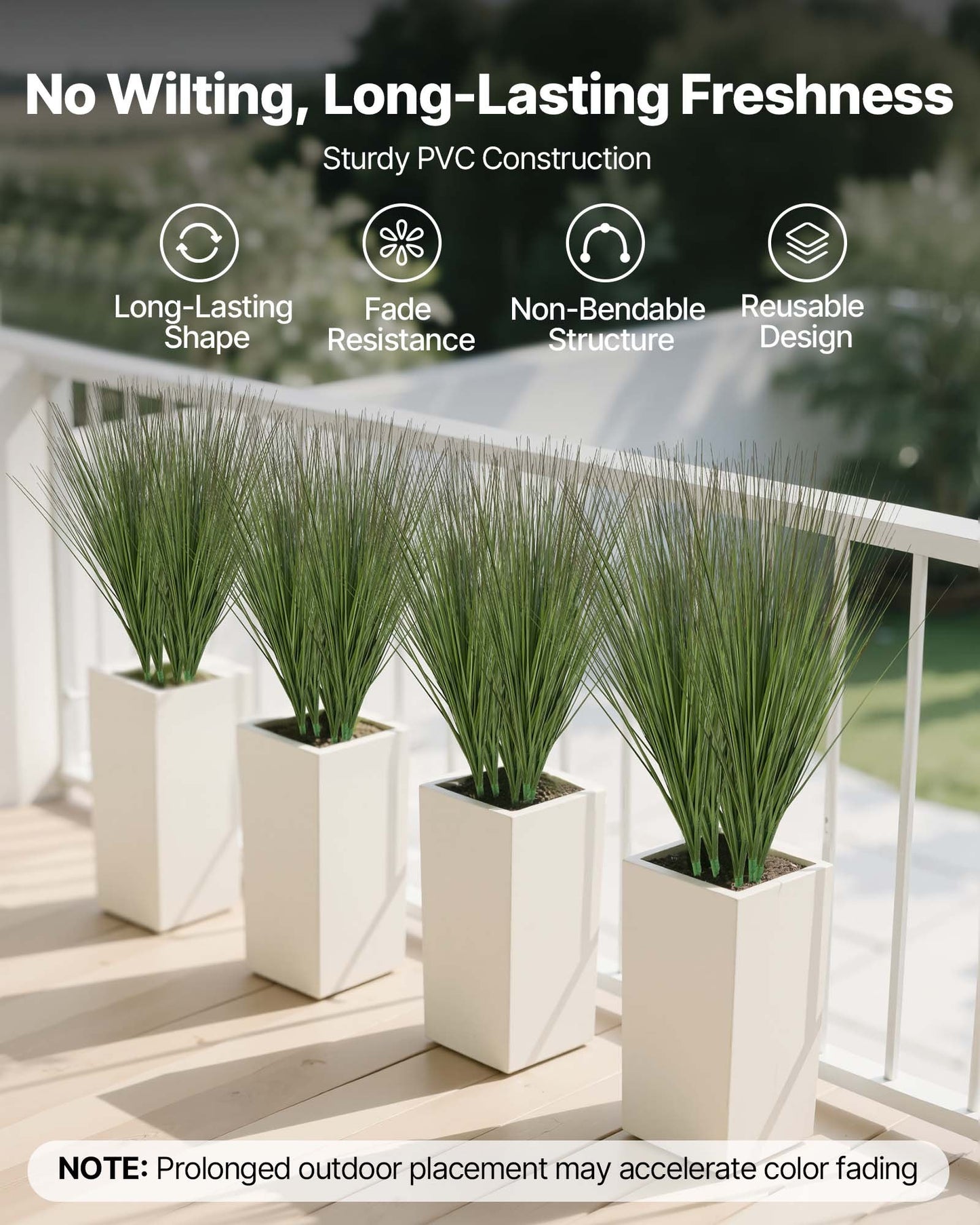 Artificial Grass Plant, 686mm Faux Onion Grass Fake Greenery Shrubs Plant, Premium PVC For Indoor Outdoor House Home Garden Office Room Décor, Housewarming, 8 Pack Green