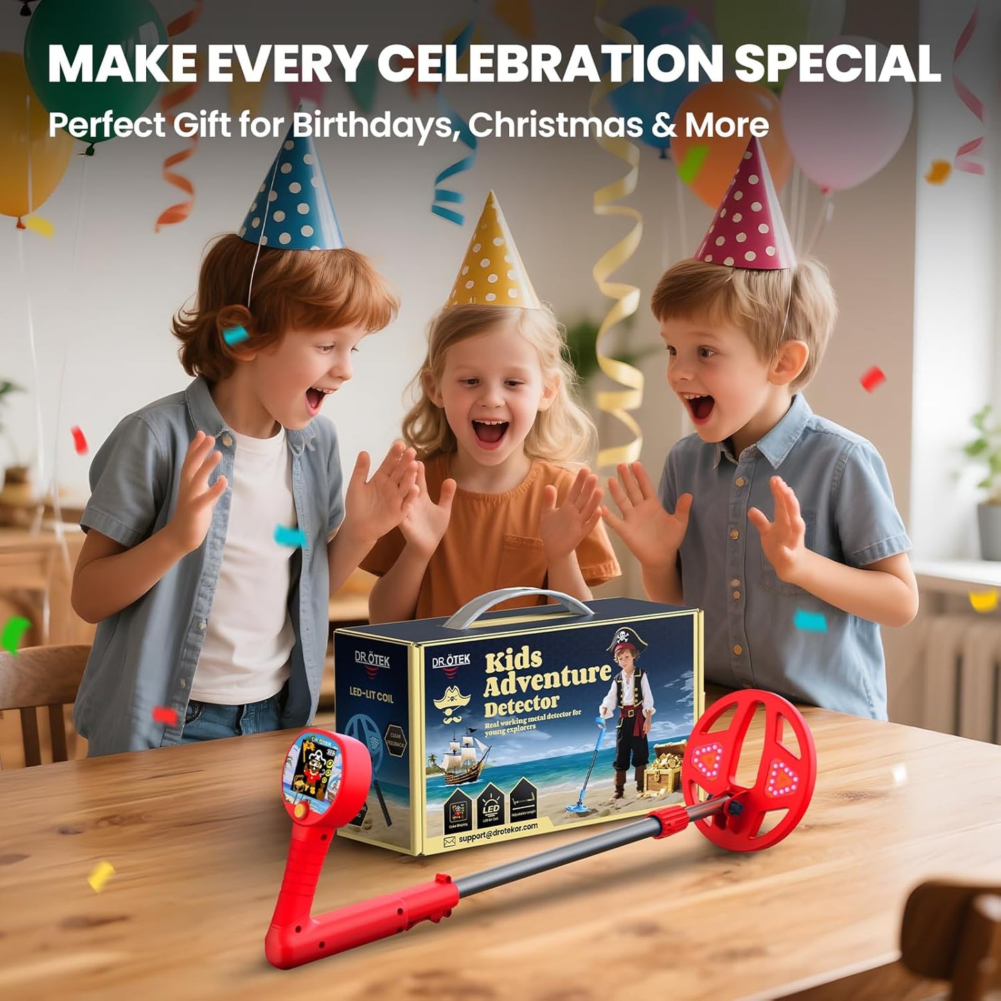 Innovative Colorful LCD Metal Detector For Kids 6.7-inch LED-Illuminated Coil, Lightweight & Adjustable, Safe Rubber Grip The Ideal Gift For Boys And Girls