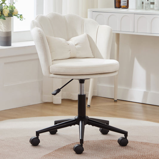 Modern Design  Dressing Chair, Office Chair, Petal-shaped Backrest, Butterfly-shaped Lumbar Cushion, Height Adjustable, Soft Seat Cushion.Suitable For Living Room, Bedroom, Office, Etc.