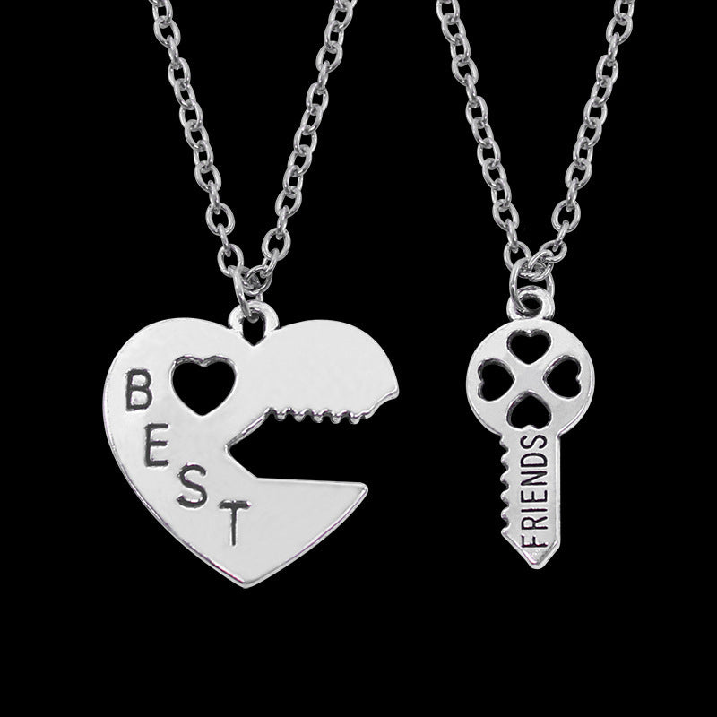 Best Friend Heart-shaped Lock Key Necklace Girlfriends Love Alloy Pendant