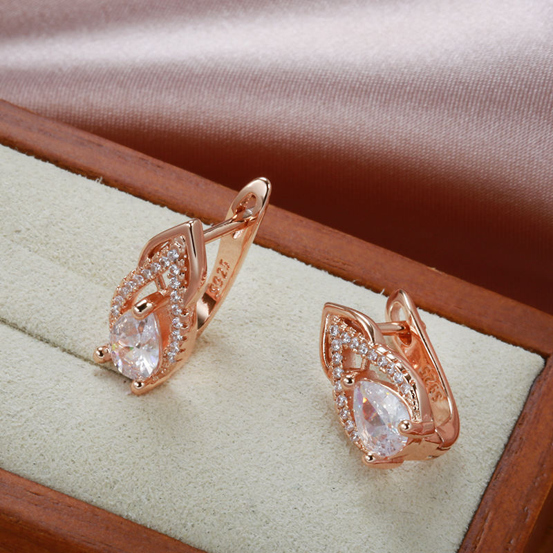 Elegant Graceful Versatile Zircon Gold Plated Women's Earrings Accessories