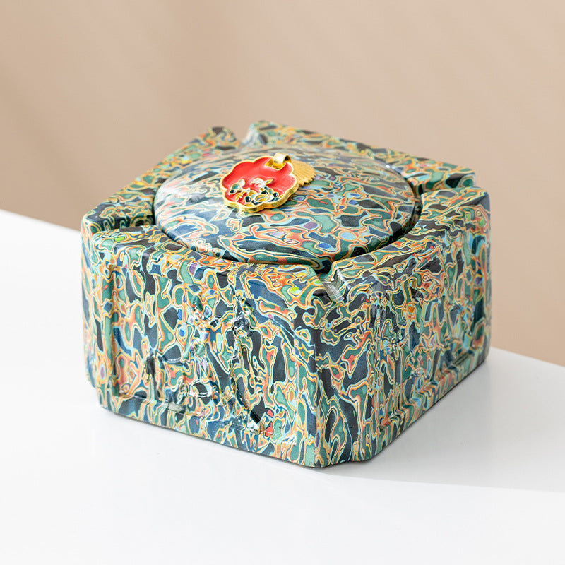 Ceramic Ashtray With Lid Home And Office Decoration