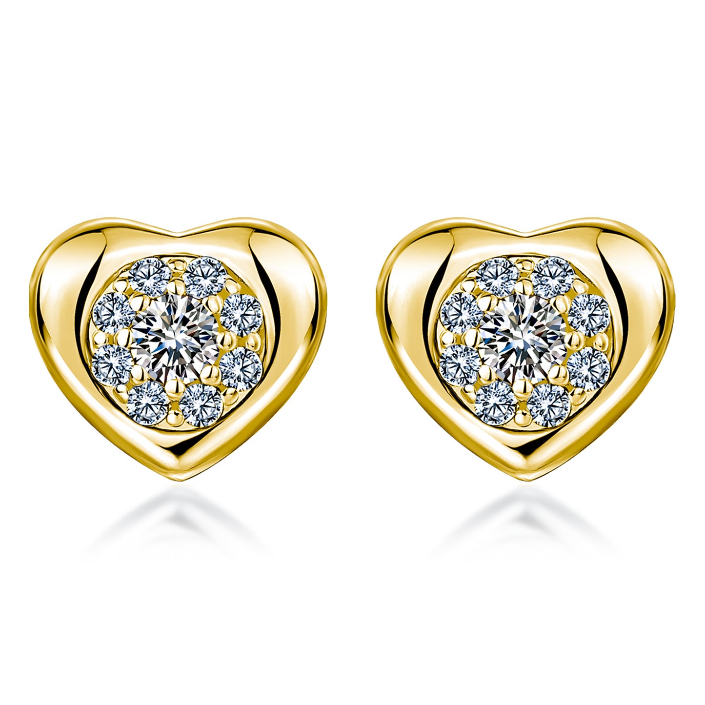 S925 Sterling Silver Heart Stud Earrings, 3mm Round D-VVS1 Moissanite, Platinum Plated 1.9g Women's Jewelry Gift Box Set