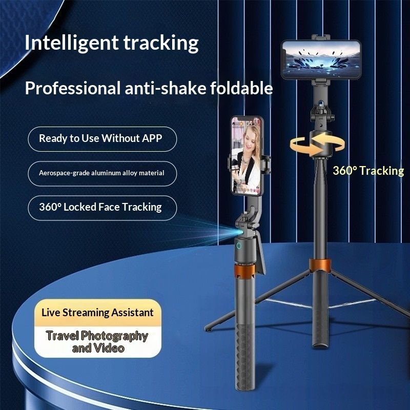 Smart AI Selfie Stick with 3-Axis Gimbal Stabilizer - Adjustable Extendable Tripod Mount for Smartphone Video Recording