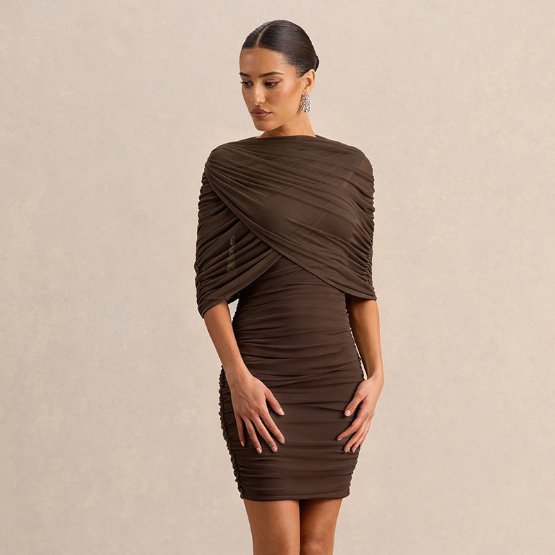 New Summer Elegant Mesh-panel Camisole Sheath Dress For Europe And America