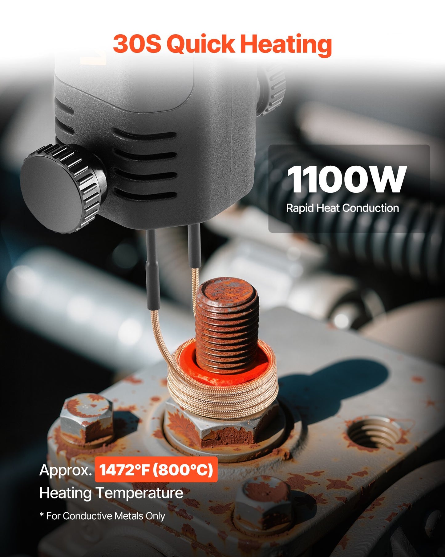 Induction Heater Bolt Removal, 1100W 110V Magnetic Induction Heater Kit, Handheld Nut Buster Tool, Mini Heating Machine For Rusty Screw Removing, Car Garage Repairing Tools With 10 Coil And Box