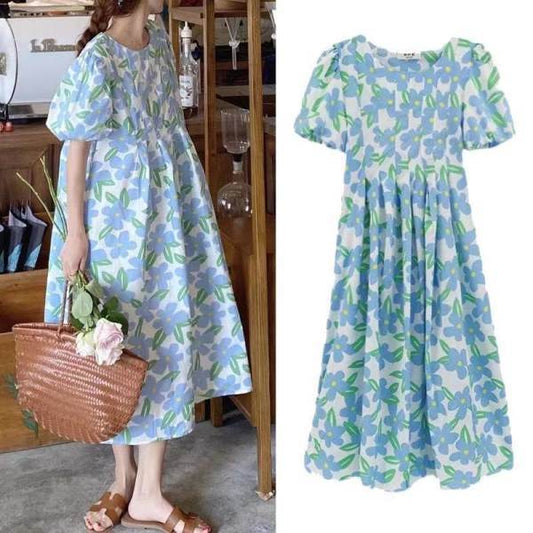 Korean-style Loose Fashionable Moms French Maternity Printed Doll Dress