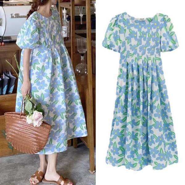 Korean-style Loose Fashionable Moms French Maternity Printed Doll Dress