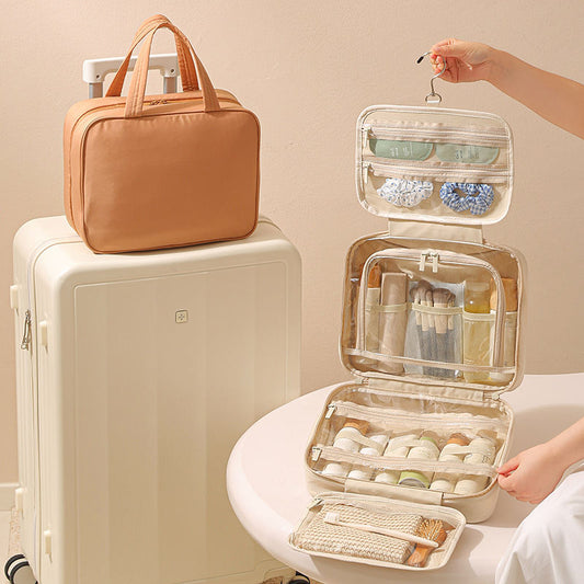 Large-Capacity Oxford Cloth Hanging Portable Toiletry And Makeup Bag For Easy Travel Combing