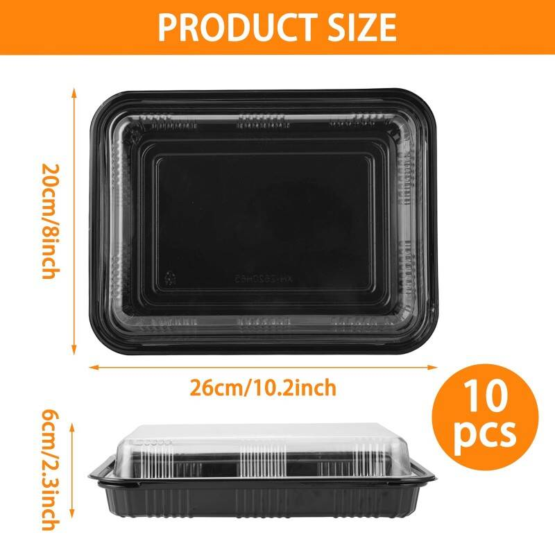 Packing Box Buffet Trays With Lids 10-Pack, Large Rectangle Sandwich Platter Trays, Reusable & Sturdy Catering Trays For Freshness, Ideal For Party Food, Events & Home Use