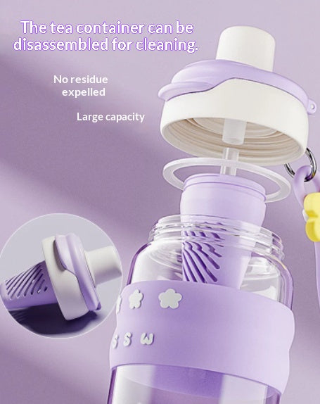 Cartoon Childrens Straw With A Carry Strap Outdoor Portable Direct-drinking Cup