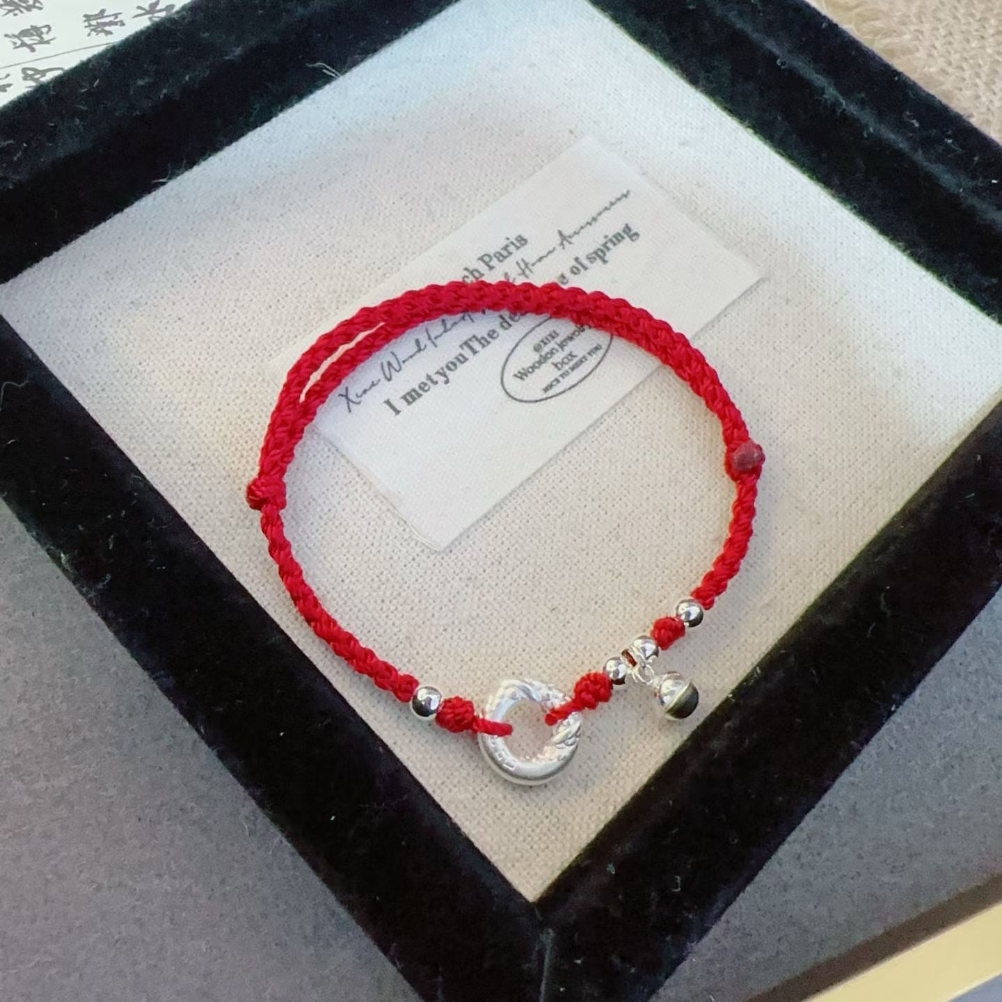 1pcs 999 Sterling Silver Safety Buckle Bell Bead Red String Braided Bracelet, Festive Chinese Style, For Daily Zodiac Wear & Lucky Birthday Valentine Gifts