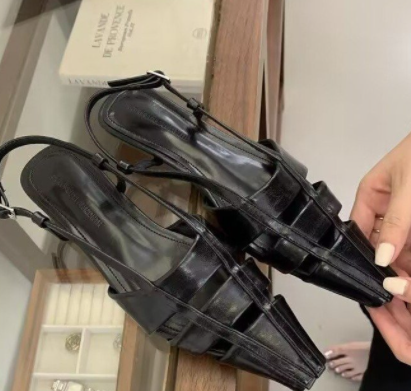 New Summer French Style Hollow-out Square Toe Stiletto Closed Toe Fashion Sandals For Women