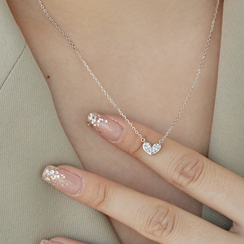 S925 Sterling Silver Necklace Pulsatile Heart Smart Shape Micro Zircon