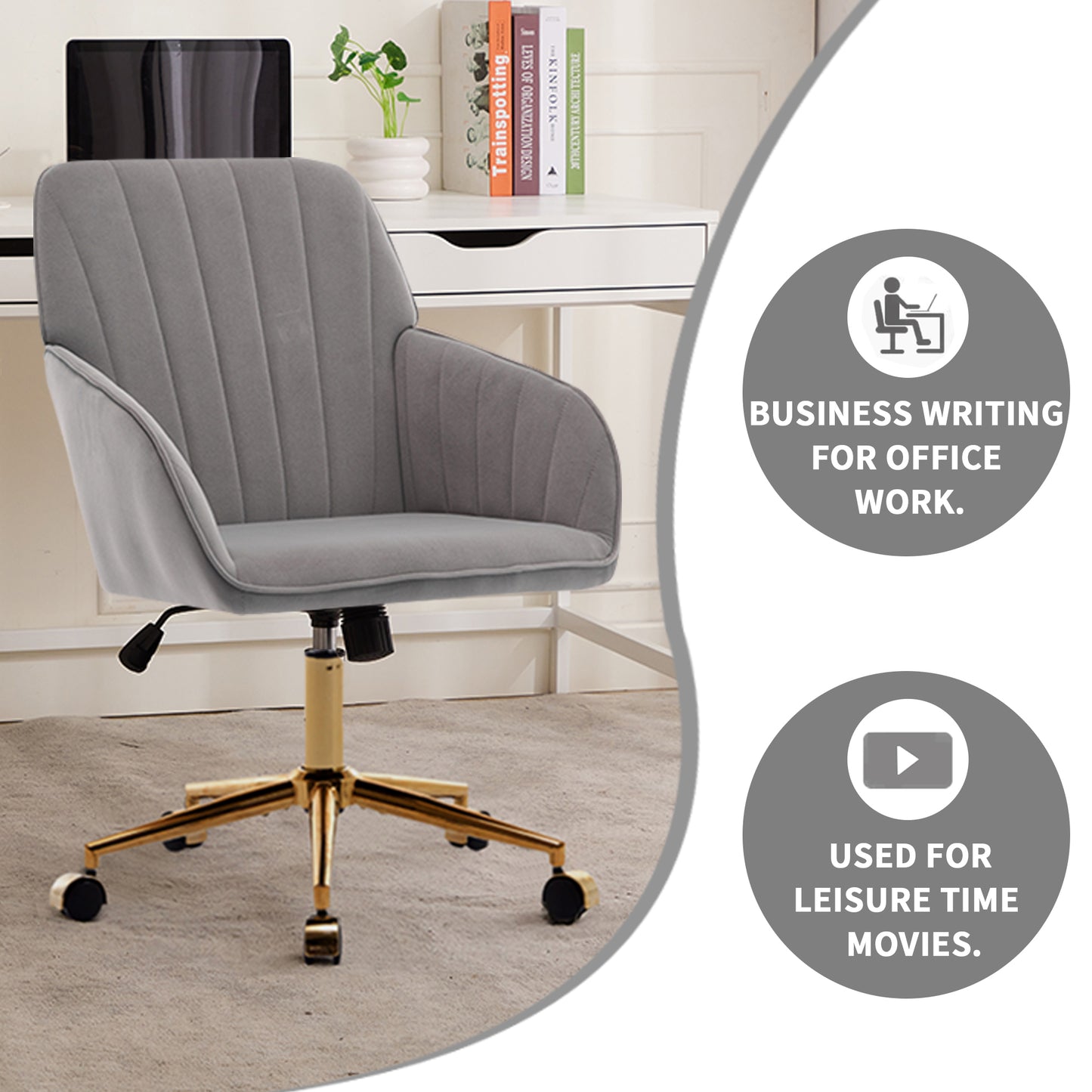 TY Adjustable Office Chair, Home Bedroom, Ergonomic Swivel Chair, Backrest Seat, Comfortable For Long Sitting
