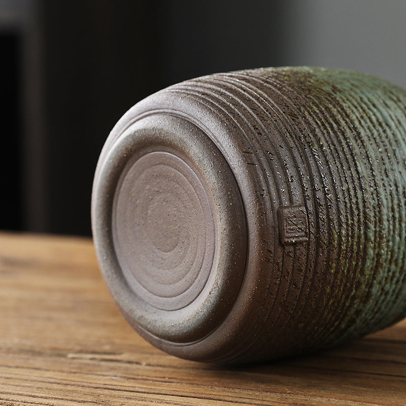 Coarse Pottery Tea Caddy Airtight Container Ceramic Puer Tea Canister