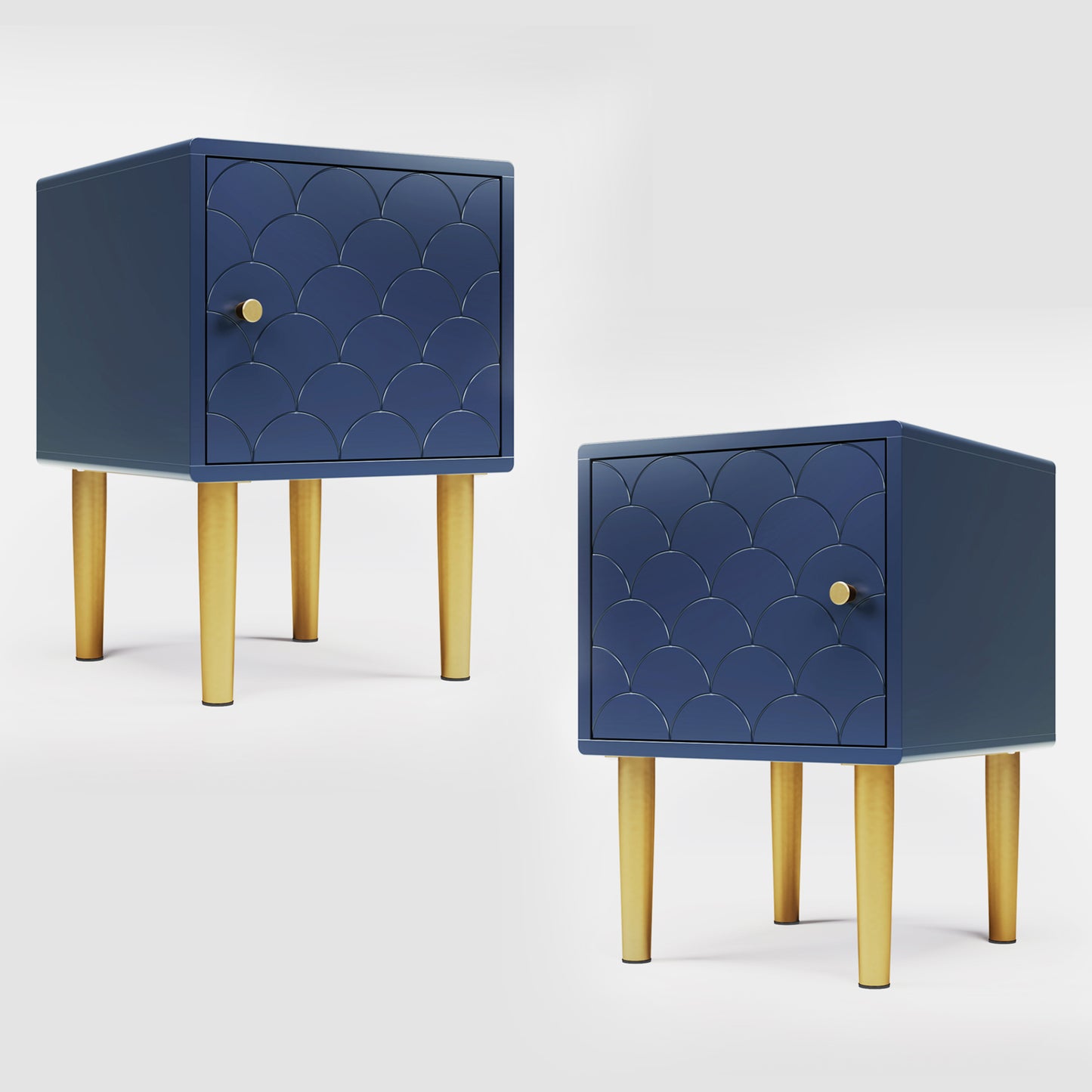 NEW Set Of 2 Bedside Table,Bedside Cabinet Side Table,Navy Blue, Sofa Table Matching Any Bed & Bedroom - H50 W35 D35 Cm