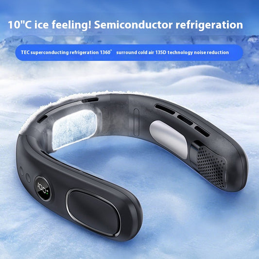 USB Charging Non-leaf Ice Compress Lazy Outdoor Portable Halter Little Fan