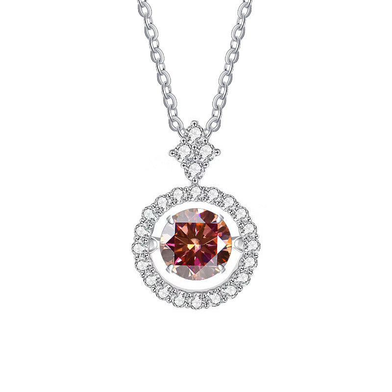 Live Hot S925 Sterling Silver Pulsatile Heart Moissanite Pendant Female Light-chasing Smart Clavicle Chain Moissanite Necklace