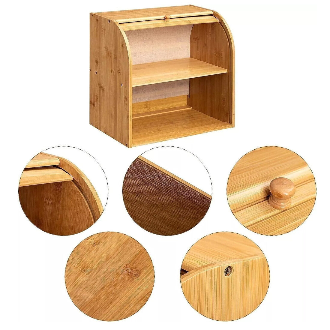 Bread Bin 2 Tiers Double Layer Box Slide Roll Top Food Storage Rack Home Kitchen