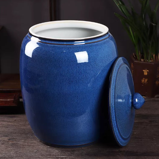 Ceramic Tea Storage Jar Rice Container Household Moisture-Proof Sealed Flour Bin