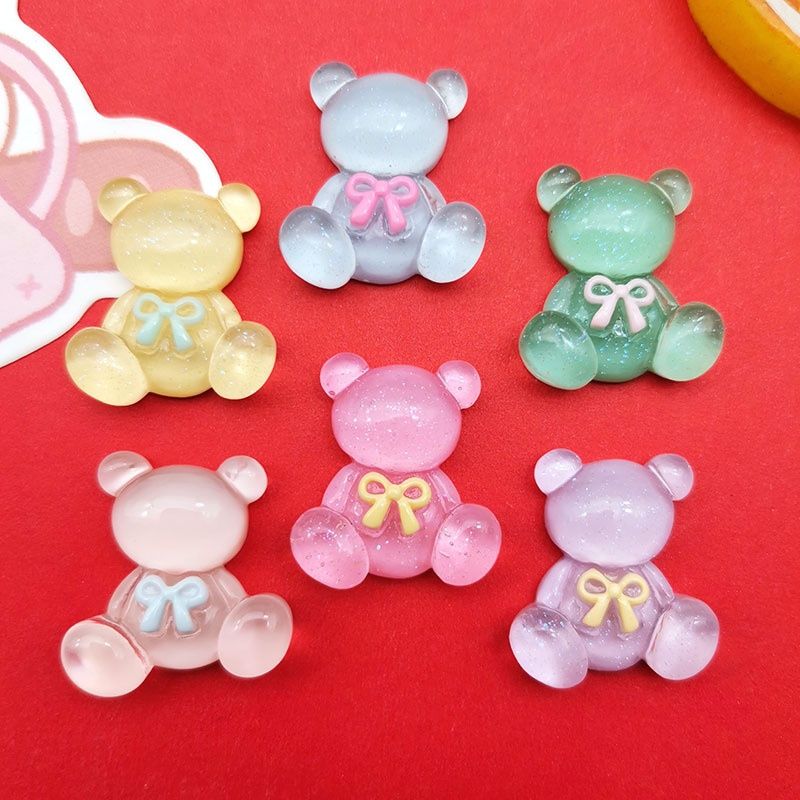 Transparent Thin And Glittering Color Bow Tie Bear Diy Resin Accessories
